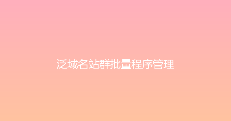 泛域名站群批量程序管理 封面图