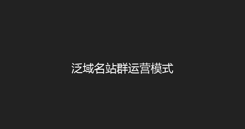 泛域名站群运营模式 封面图