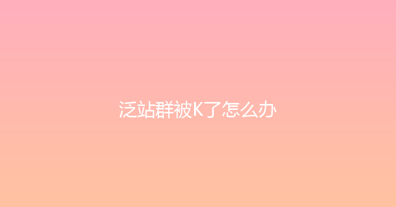 泛站群被K了怎么办 封面图