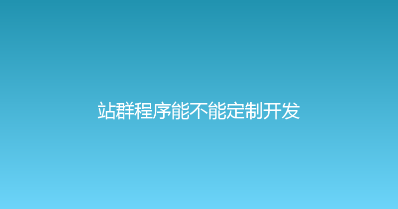 站群程序能不能定制开发 封面图