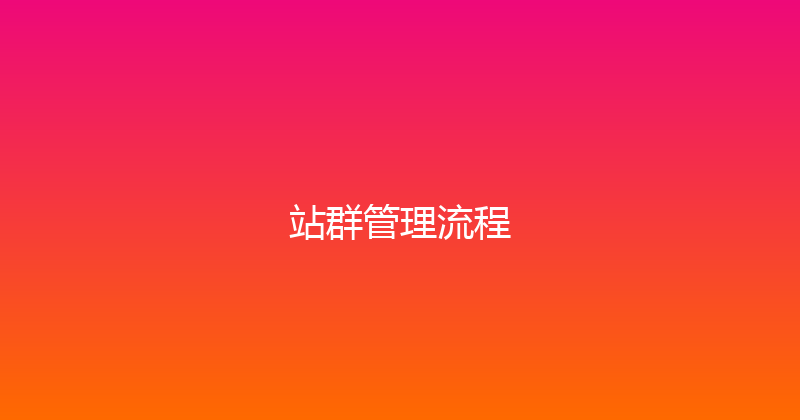 站群管理流程 封面图