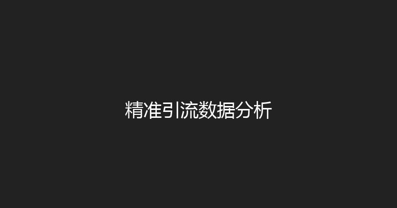 精准引流数据分析 封面图