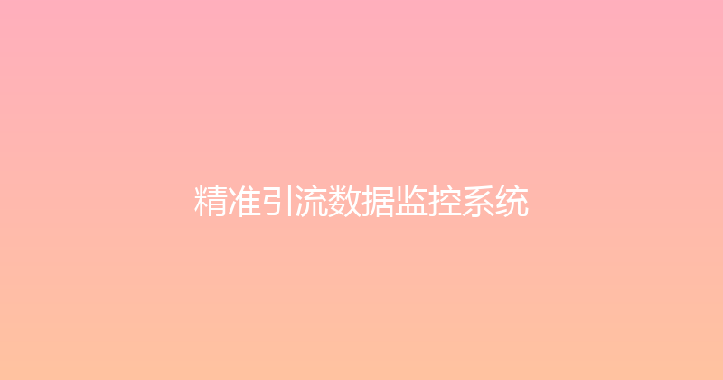 精准引流数据监控系统 封面图