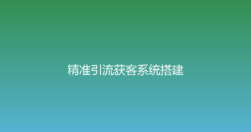 精准引流获客系统搭建 封面图