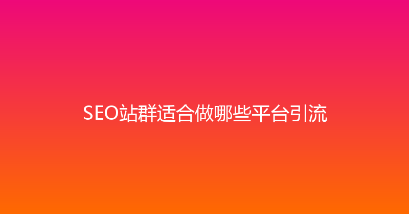 SEO站群适合做哪些平台引流 封面图